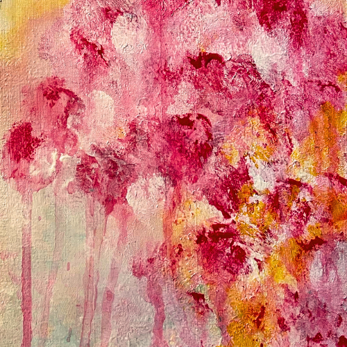 imagen de pintura abstracta simulando ramo de flores rosas